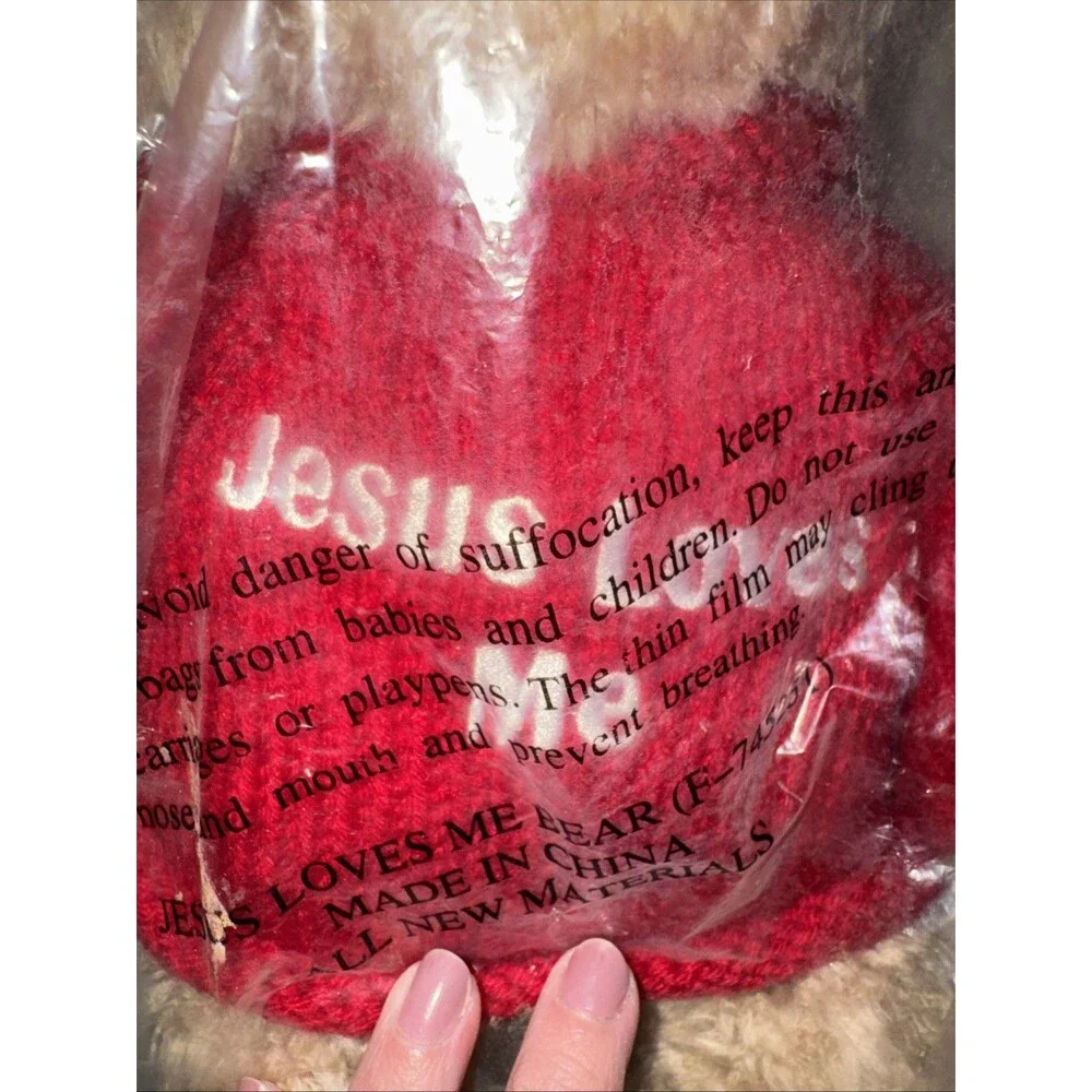 Gund Brown Teddy Bear Plush Red Sweater “Jesus love Me” NIP 12-14”